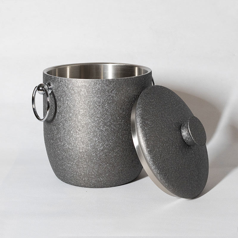 Stainless Steel Grey Ice Bucket With Lid